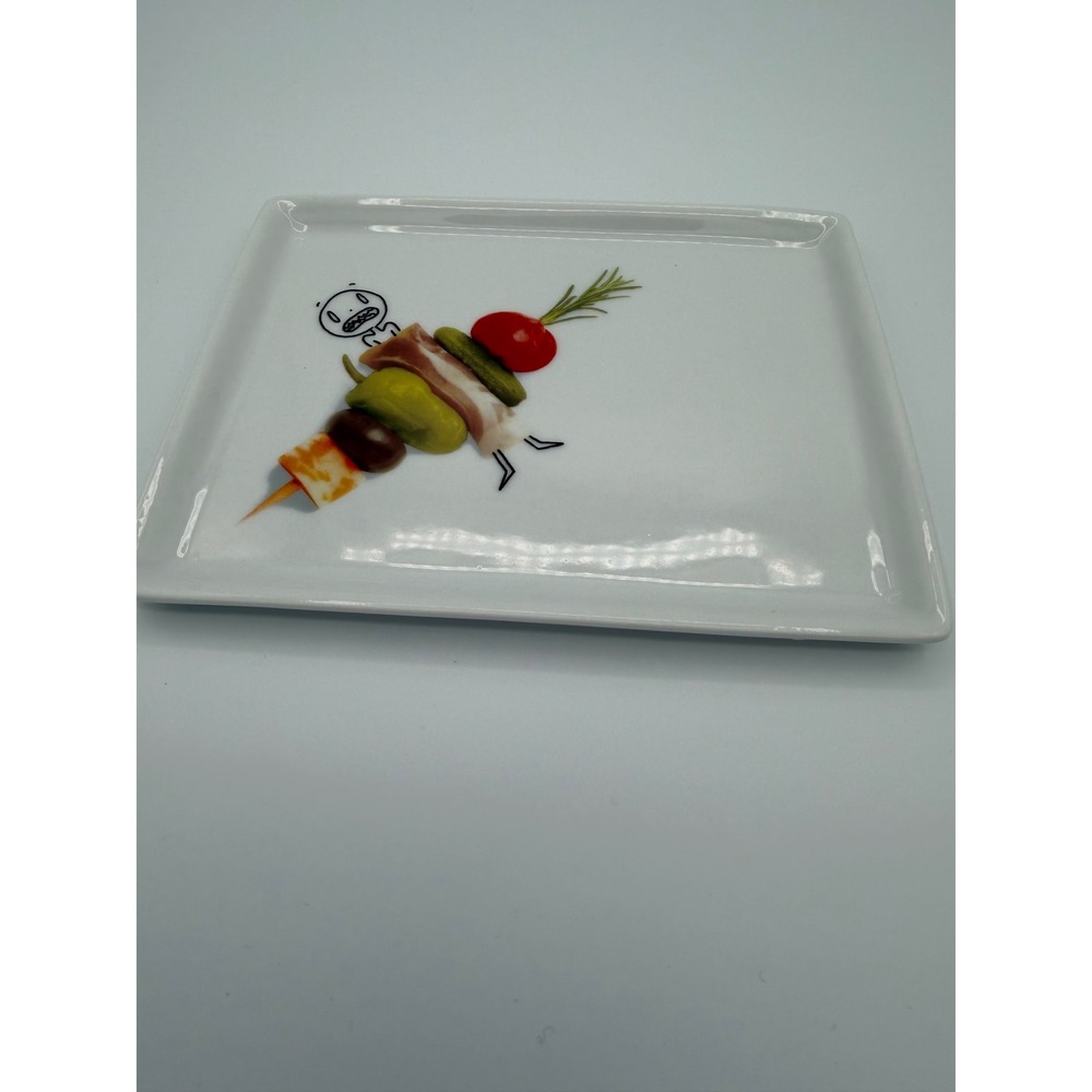 Crate & Barrel Oliver Retired Appetizer Plate Skewer Kebab Jane Kinsman 6.5" x 5